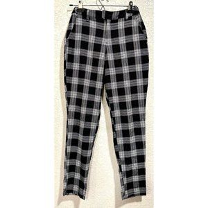 Hot Topic Black Black Plaid Cuffed Hem Goth Emo Pants